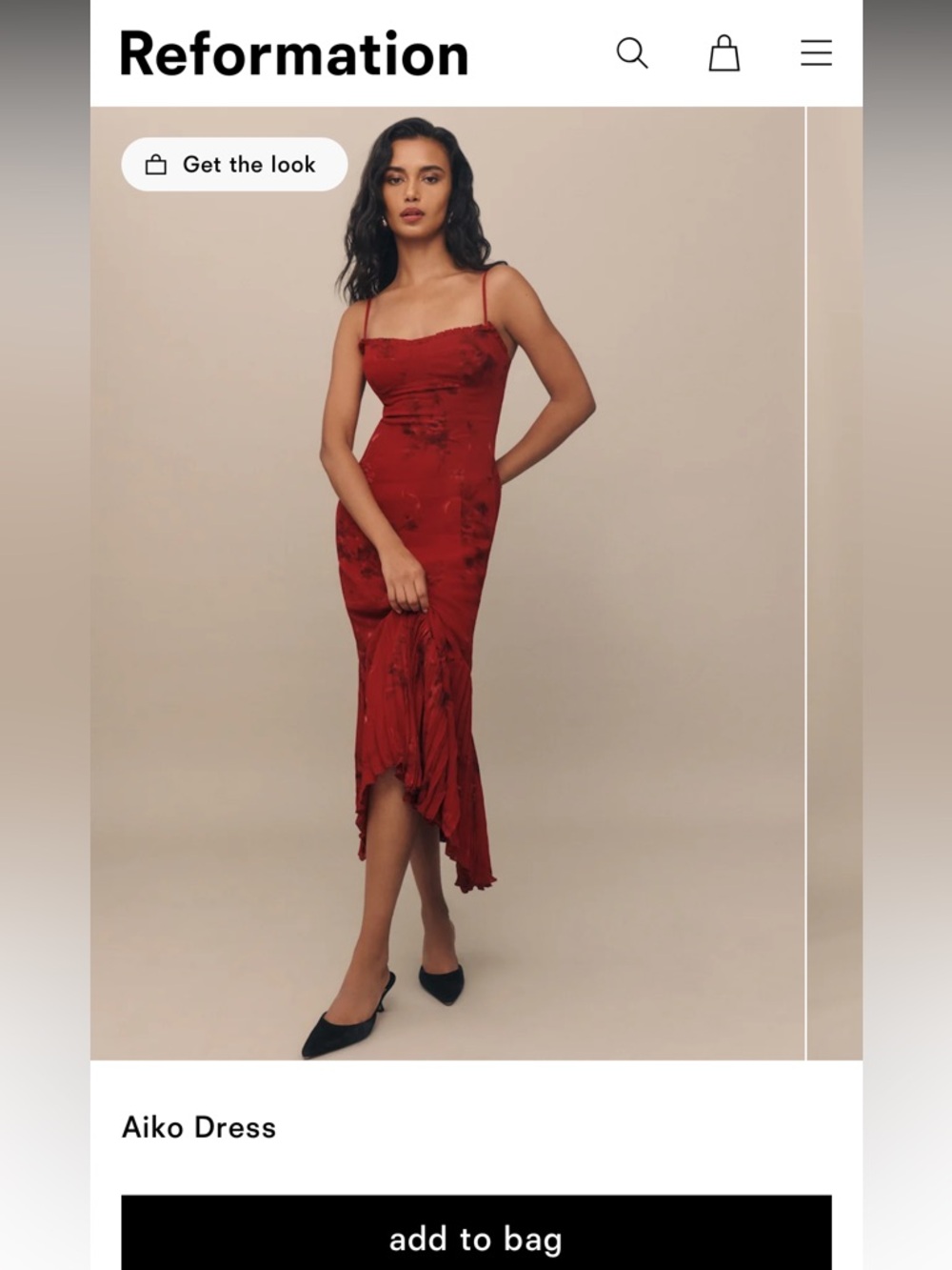 Reformation Red Aiko Dress with Asymmetric Hem - Picture 7 of 7